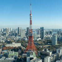 麻布台ヒルズスカイロビーから撮影した東京タワー 麻布台ヒルズスカイロビーから撮影した東京タワー