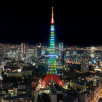 麻布台ヒルズのスカイロビーから撮影した東京タワー